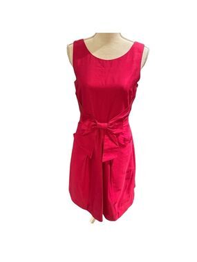 Kate Spade Pink Silk Blend Shantung A-Line Dress Sleeveless Bow Accent Size 6